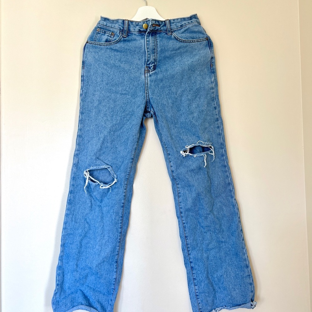 Light Blue denim ripped disstressed jeans